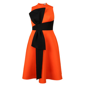 Ocstrade Vêtements pour Femmes Robes Grandes Tailles Coupe Trapèze Bicolore Orange et Noir avec Nœud Papillon Sans Manches Robe de Soirée <span class=keywords><strong>Chic</strong></span> <span class=keywords><strong>Grande</strong></span> <span class=keywords><strong>Taille</strong></span> - Product Image 2