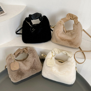 New Plush Crossbody <b>Handbag</b> Texture Fashion Female Bag Autumn and Winter Wool Bag With a Small Chain Hand Bag - Product Image 1