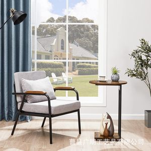 Wood Coffee <b>Table</b> <b>Round</b> <b>Black</b> Caramel Color Modern Minimalist Nordic Style Living Room Sofa <b>Side</b> <b>Table</b> - Product Image 3