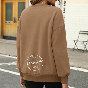 เสื้อสเวตเตอร์แขนยาวผ้าฝ้าย310Gsm ของผู้หญิงเสื้อพิมพ์ลายพัฟแบบธรรมดาคอกลมเปิดไหล่ปล่อย - Product Image 6