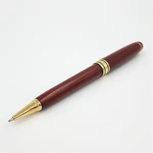قلم كروي خشبي أحمر هدية للأعمال قلم كروي خشبي مع شعار