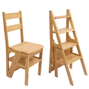 <span class=keywords><strong>Escalera</strong></span> Plegable CHOMECO, Taburete Convertible 2 en 1, <span class=keywords><strong>Escalera</strong></span> <span class=keywords><strong>de</strong></span> <span class=keywords><strong>4</strong></span> <span class=keywords><strong>Peldaños</strong></span>, <span class=keywords><strong>Madera</strong></span> <span class=keywords><strong>de</strong></span> Pino <span class=keywords><strong>de</strong></span> Nueva Zelanda, 150 kg <span class=keywords><strong>de</strong></span> Capacidad, Antideslizante, para el Hogar - Product Image 1