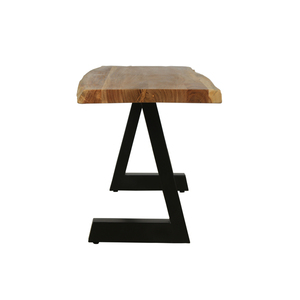 Mesa de Centro de Diseño Industrial con Tapa de Madera Natural de Acacia con Borde Vivo y Base de Hierro, Mesa Moderna y Duradera - Product Image 2