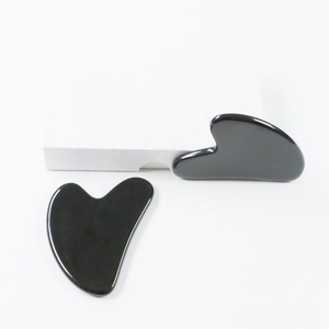 <span class=keywords><strong>Pietra</strong></span> Guasha in Nefrite Verde Scuro e Ossidiana, Strumento Gua Sha Personalizzato per <span class=keywords><strong>Massaggio</strong></span> <span class=keywords><strong>Viso</strong></span> e Corpo con Logo - Product Image 2