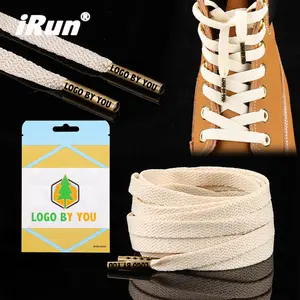 IRun 8mm flache Polyester Spitze Metallspitze bunte dekorative Schnürsenkel aglets Custom Print Logo Baumwolle Schnürsenkel Schnüre Tag