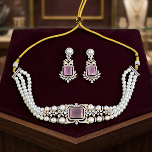 Joyería Kanhai, Conjunto de Collar de Perlas de Imitación de Lujo Unisex, con Acentos de Cuarzo, Chapado en Oro, Estilo Vintage, Forma de Corona - Product Image 4