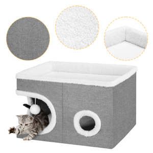 Diseño plegable fácil, estructura resistente a los arañazos, uso en interiores, muebles para mascotas, configuración de juguete colgante, cama suave para casa de gato de descanso - Product Image 2