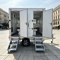 Offerta Speciale: Rimorchio Bagno Mobile a 2 Postazioni con Asse Singolo, WC Portatile con Urinale e Lavandino per Eventi all'Aperto e Cantieri Edili