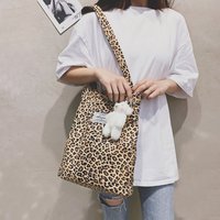 Sac fourre-tout en toile minimaliste style coréen pour femme, idéal pour l'été et les trajets quotidiens, avec motif d'ours frais et mignon, sac à bandoulière antivol