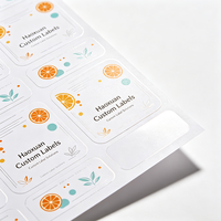 Étiquettes de thé aromatisé aux fruits Haoxuan OEM, film PET blanc brillant, impression UV sélective, autocollants adhésifs pour emballages de thé