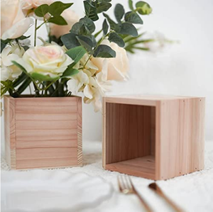 Boîtes de plantation carrées en bois de soleil 5x5 "avec revêtement en plastique, boîtes en bois, pour la décoration de fête, DIY <span class=keywords><strong>bricolage</strong></span> - Product Image 6