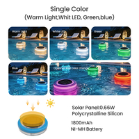 Lumière LED sous-marine à changement de couleur RVB, étanche IP68, solaire flottante, panneau solaire 0,66W, angle de faisceau 360°, contrôle par capteur de lumière