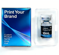 Emballage de flacons de 3 ml et 10 ml, flacons Pepti simples de 3 ml, étiquette holographique brillante et boîte en papier
