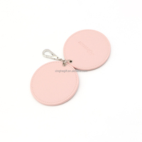 Miroir de Maquillage Portable en Cuir de Qualité avec Breloque Décorative, Mini Miroir de Poche Cosmétique pour la Beauté