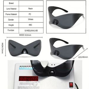 Gafas de Sol Y2K Extra Grandes con Logotipo Personalizado, Montura Plateada sin Aro, Estilo Punk Deportivo Futurista para Hombre y Mujer - Product Image 5