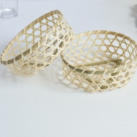 Paniers en bambou tissés à la main, bambou écologique, adaptés aux restaurants, aux pique-niques et aux cuisines. Tailles personnalisables disponibles