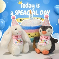 Peluche créative en forme de gâteau, ours mignon d'anniversaire, pingouin cacahuète, rembourrage en coton PP, matériau court, hauteur 31-50cm, unisexe, pour jeunes