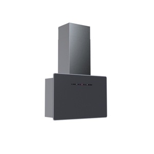 Nouvelle <span class=keywords><strong>hotte</strong></span> de cuisine inclinée élégante de couleur grise anti-traces de doigts avec grille en aluminium et verre ouvrant - Product Image 5