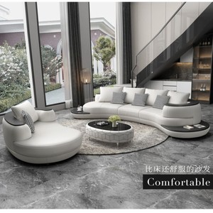 Sofá de esquina seccional en forma de <span class=keywords><strong>L</strong></span> de cuero genuino, conjunto de sofá de 7 plazas para sala de estar, venta al por mayor - Product Image 2