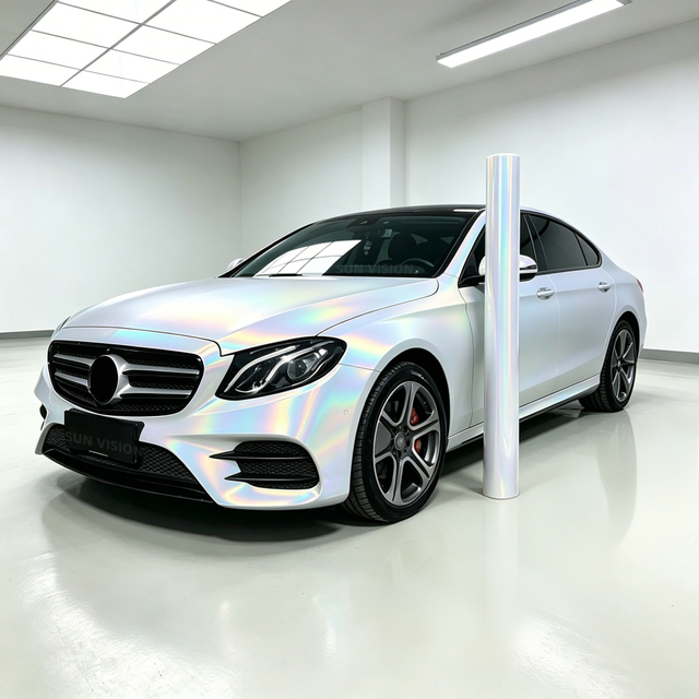 Matte Laser White Car Wrap Vinyl Film Matte Holographic Chameleon Film Stretchable Easy Install for Car