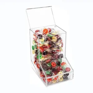 Clear Acrylic Plexiglass Candy Dispenser Bin with 2 Lids for Bulk Candy Storage