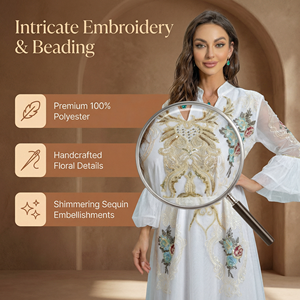 ชุดอาบายะปักลายหรูหราสำหรับผู้หญิง งานแต่งงาน อีด ผู้ผลิตภายใต้แบรนด์ส่วนตัว - Product Image 5