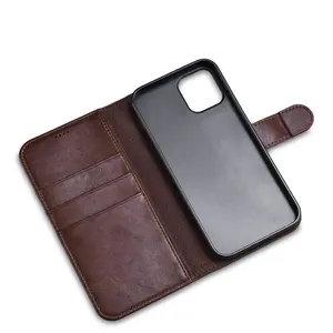 2020 Hoge Kwaliteit Custom Cellphone Pu Leather Cases Cover Wallet Case Met Kaarthouder Voor Luxe Telefoon Case Voor Iphone 12 Mini