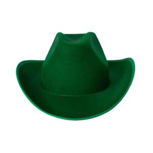 Chapeaux de cowboy unisexes de haute qualité pour adultes, en feutre 100 % polyester vert, style européen et américain, pour l'extérieur, toutes saisons, aspect soyeux - Product Image 1