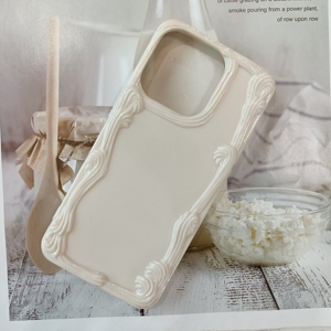 Custodia per iPhone 16 15 14 17 Pro Max da Donna, Stile Ondulato 3D, Protezione Antiurto, Colore Crema - Product Image 5