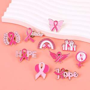 Atacado Pink Breast <span class=keywords><strong>Cancer</strong></span> Awareness Broche Encantos Proteção Ambiental Aids Ribbon Pin Badge Broche - Product Image 1