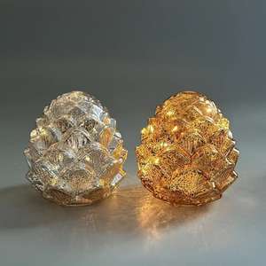 Lüks büyük el üflemeli altın gümüş cam şeffaf suni çam kozalağı noel dekorasyon yeni yıl partisi tatil ev dekorasyon - Product Image 6