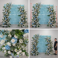 Arco de Flores Artificiales de Seda Azul y Blanca con Diseño de Cuerno de Buey, para Propuesta de Matrimonio, Compromiso, Fotografía, Decoración Floral