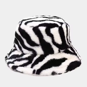 Wholesale New Trendy <strong>Women</strong> Striped Animal Print <strong>Bucket</strong> <strong>Hats</strong> Plush Furry Warm Dress <strong>Woman</strong> Fluffy Fur <strong>Bucket</strong> <strong>Hat</strong>