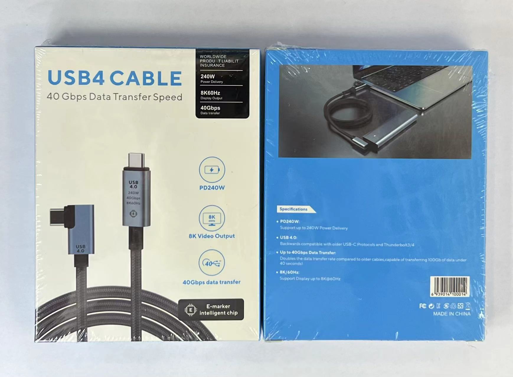 Negro - Codo USB 4.0 240W 8K 40GB