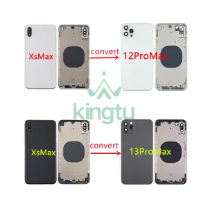 适用于Iphone 6 6S 7 8 Plus X XS Xr的智能手机DIY全背玻璃罩外壳转换为XSMAX 11 12 13迷你14 Pro Max紫色