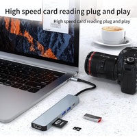 Station d'accueil USB C 6 en 1 avec USB 3.0, lecteur de carte TF SD 4K HDTV, hub Type C 100W pour iPad, Macbook, Samsung