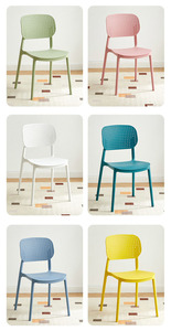 Chaise de salle à manger moderne minimaliste nordique en plastique PP, pour usage domestique, chaise de bureau/tabouret pour adulte avec dossier, chaise de maquillage tendance avec fonction rafraîchissante - Product Image 5