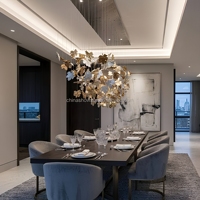 Lustre en cristal de verre blanc doré métallique pour hall d'hôtel, feuille de cristal, éclairage de luxe, chef-d'œuvre, lustres opulents pour salle à manger