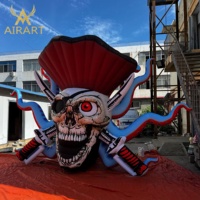 Modèle gonflable de monstre marin pirate pour installation extérieure en centre commercial pour Halloween, crâne de pieuvre gonflable sur le thème nautique pour foire