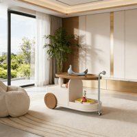 Chic et luxueux chariot de service mobile en MDF, table d'appoint, style moderne minimaliste, flexible, salon, rangement à double niveau