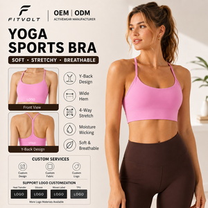 FITVOLT Top Sportivo da Yoga Senza Schienale con Logo Personalizzato, Morbidissimo, per Donna, Ideale per Pilates - Product Image 1
