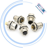 Conector de Montaje en Panel M12 de 3/4/5/6/8/12 Pines con Indicador LED, IP67 Impermeable, USB Tipo-C Hembra, Enchufe para Equipo Industrial