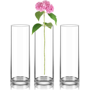 Vase en verre cylindrique ovale personnalisable, style Art déco moderne, pour centre de table, fleurs, luxe, transparent, mariage, hôtel - Product Image 4