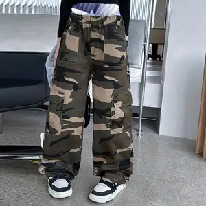 2024 Nieuwe Lente Herfst Kinderen Meisje Casual Camouflage Broek 5-15 Jaar