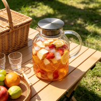 Carafe à eau moderne en verre borosilicate martelé avec couvercle filtrant, 1800 ml, grande capacité, résistante à la chaleur, pour boissons froides à la maison ou en extérieur