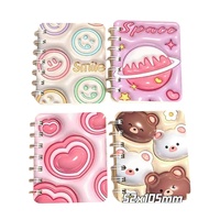 Mini Cuaderno Espiral A7 de Dibujos Animados, Cuaderno Escolar de Alta Calidad Tamaño A5, 100 Hojas, Encuadernación con Pegamento