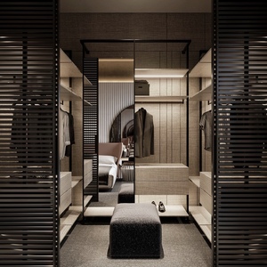 Balom Factory Direct, armoire sur mesure industrielle haut de gamme, dressing avec structure métallique et panneaux à lattes pour chambre à coucher - Product Image 1