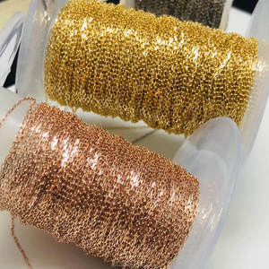 Cadena de Oro Sólido 9K 10K 14K 18K al por Mayor, Cadena Plana para Joyería Permanente, DIY, Collar, Pulsera - Product Image 4