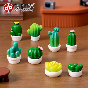 Mini Figuras de Cactus de Resina, Suculentas en Maceta, Decoraciones de Escritorio para Casa de Muñecas - Product Image 2