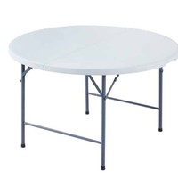Table de repas d'extérieur moderne pliable en plastique moulé par soufflage avec panneau en métal, pour cour, hôtel, camping, garantie 1 an